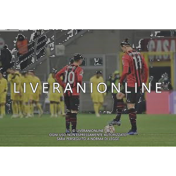 delusione Milan dopo il gol del 2 a 1 - brahim diaz e zlatan ibrahimovic Milan vs Liverpool UEFA Champions League fase a gironi 6a giornata - gruppo B Milano 07-12-2021 Stadio Giuseppe Meazza - San Siro foto Roberto Garavaglia/ag. Aldo Liverani sas /AGENZIA ALDO LIVERANI SAS