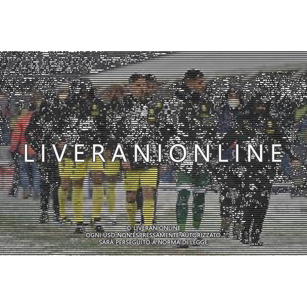 i giocatori della panchina del Villasreal lasciano il campo dopo la decisione di rinviare la gara Atalanta vs Villareal UEFA Champions League fase a gironi 6a giornata - gruppo F Bergamo 08-12-2021 Stadio Atleti Azzurri d\'Italia - Gewiss Stadium foto Roberto Garavaglia/ag. Aldo Liverani sas