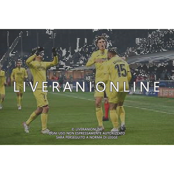 esultanza Villareal dopo il gol dell\'1 a 0 Arnaut Danjuma Atalanta vs Villareal UEFA Champions League fase a gironi recupero 6a giornata - gruppo F Bergamo 09-12-2021 Stadio Atleti Azzurri d\'Italia - Gewiss Stadium foto Roberto Garavaglia/ag. Aldo Liverani sas/AGENZIA ALDO LIVERANI SAS