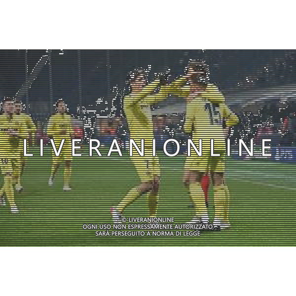 esultanza Villareal dopo il gol dell\'1 a 0 Arnaut Danjuma Atalanta vs Villareal UEFA Champions League fase a gironi recupero 6a giornata - gruppo F Bergamo 09-12-2021 Stadio Atleti Azzurri d\'Italia - Gewiss Stadium foto Roberto Garavaglia/ag. Aldo Liverani sas/AGENZIA ALDO LIVERANI SAS
