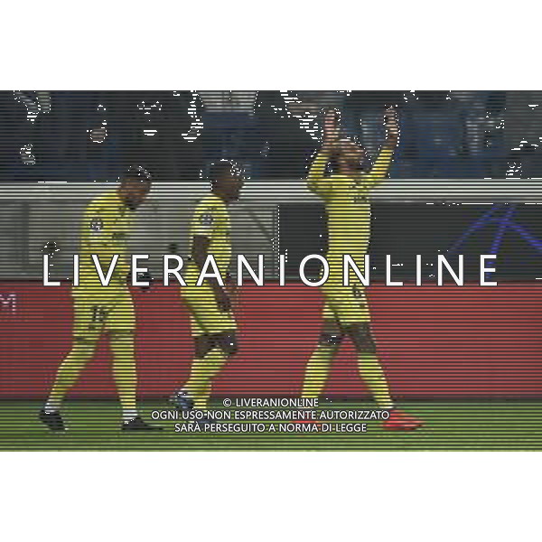 Etienne Capoue (Villareal) esulta dopo il gol del 2 a 0 Atalanta vs Villareal UEFA Champions League fase a gironi recupero 6a giornata - gruppo F Bergamo 09-12-2021 Stadio Atleti Azzurri d\'Italia - Gewiss Stadium foto Roberto Garavaglia/ag. Aldo Liverani sas/AGENZIA ALDO LIVERANI SAS
