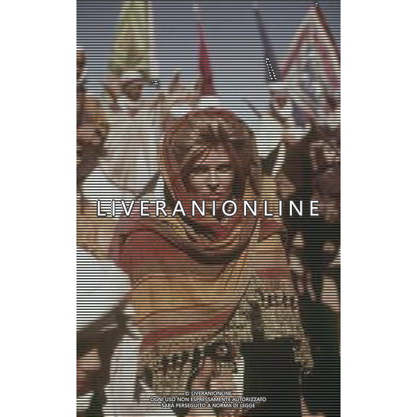 RETROSPETTIVA CANDICE BERGEN ATTRICE NELLA FOTO CANDICE BERGEN SET DEL FILM“IL VENTO E IL LEONE“ AG ALDO LIVERANI SAS