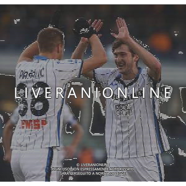 HELLAS VERONA - ATALANTA CAMPIONATO CALCIO SERIE A TIM 12.12.2021 NELLA FOTO ESULTANZA DOPO IL GOL DI ALEKSEJ MIRANCHUK CON MARIO PASALIC ©SANTANDREA/AGENZIA ALDO LIVERANI SAS