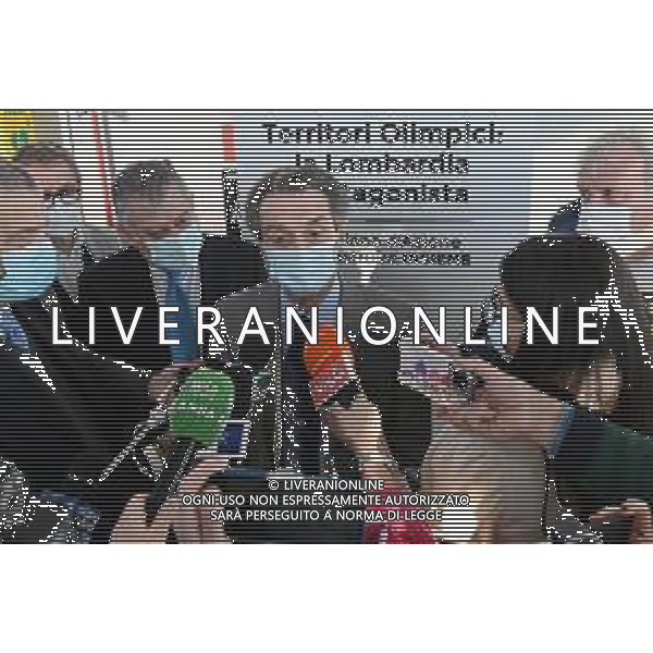 © TVRG Territori Olimpici nella foto Attilio Fontana presidente di Regione Lombardia Milano 14-12-2021 Territori Olimpici: la Lombardia protagonista. Un piano d\'azione da costruire. Evento ospitato presso il belvedere al 39esimo piano di Palazzo Lombardia foto Roberto Garavaglia/ag. Aldo Liverani sas