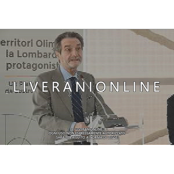 © TVRG Territori Olimpici nella foto Attilio Fontana presidente di Regione Lombardia Milano 14-12-2021 Territori Olimpici: la Lombardia protagonista. Un piano d\'azione da costruire. Evento ospitato presso il belvedere al 39esimo piano di Palazzo Lombardia foto Roberto Garavaglia/ag. Aldo Liverani sas