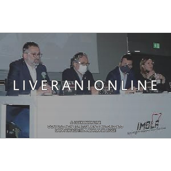 IMOLA 15 12 2021 AUTODROMO ENZO E DINO FERRARI CONFERENZA STAMPA BILANCIO DELLA STAGIONE 2021 E LA PRESENTAZIONE DEI PRINCIPALI EVENTI DEL CALENDARIO 2022 NELLA FOTO DA SINISTRA DIRETTORE DEL AUTODROMO PIETRO BENVENUTI, PRESIDENTE DEL AUTODROMO GIANCARLO MINARDI, SINDACO MARCO PANIERI E ASSESSORE DEL AUTODROMO ELENA PENAZZI ©SANNA/AGENZIA ALDO LIVERANI SAS