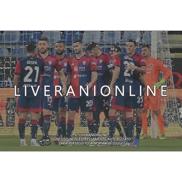 15-12-2021. Cagliari Calcio - A.S. Cittadella. Sedicesimi Coppa Italia 2021-2022. Italia, Sardegna, Cagliari, Stadio Unipol Domus. Salvatore Moi/Aldo Liverani s.a.s. Nella foto: gol ed esultanza Cagliari in casa contro Cittadella. Segna: Gaston Pereiro Cagliari ©MOI/AGENZIA ALDO LIVERANI SAS