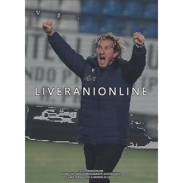 ENTELLA - REGGIANA CAMPIONATO CALCIO SERIE C LEGA PRO 13.12.2021 NELLA FOTO AIMO DIANA ALLENATORE (REGGIANA) ESULTANZA ©SANTANDREA/AGENZIA ALDO LIVERANI SAS