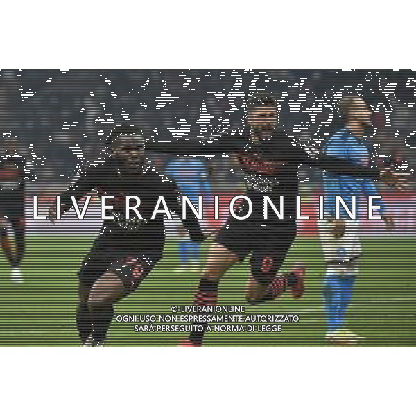 Franck Kessie (Milan) e Olivier Giroud (Milan) esultano dopo il gol dell\'1 a 1 poi annullato dal VAR Milan vs Napoli Campionato Serie A TIM - 18a giornata Milano 19-12-2021 Stadio Giuseppe Meazza - San Siro foto Roberto Garavaglia/ag. Aldo Liverani sas