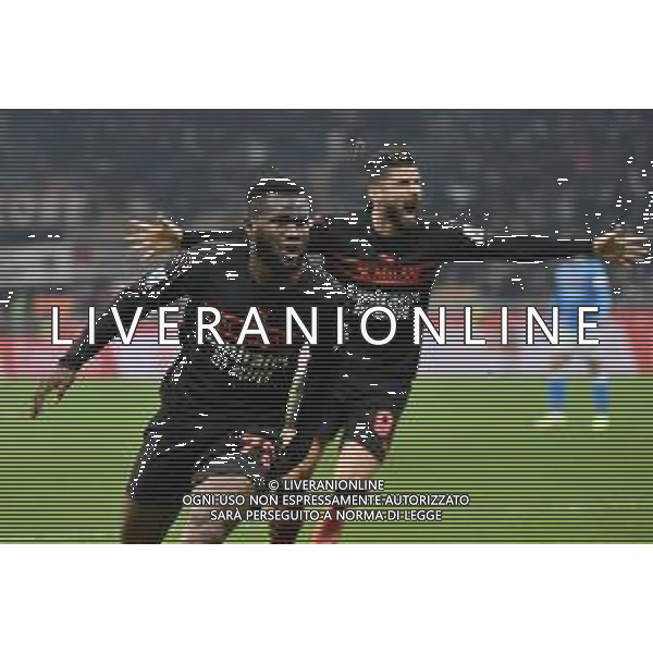 Franck Kessie (Milan) e Olivier Giroud (Milan) esultano dopo il gol dell\'1 a 1 poi annullato dal VAR Milan vs Napoli Campionato Serie A TIM - 18a giornata Milano 19-12-2021 Stadio Giuseppe Meazza - San Siro foto Roberto Garavaglia/ag. Aldo Liverani sas