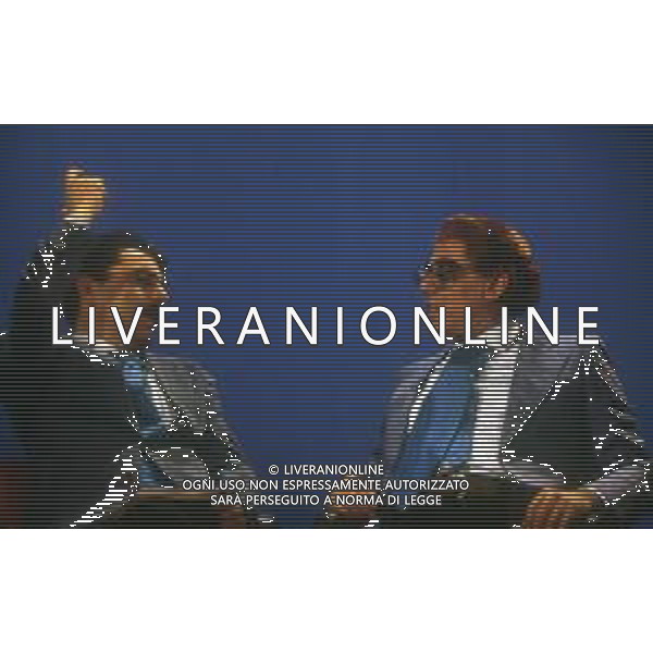 RETROSPETTIVA TEO TEOCOLI ATTORE NELLA FOTO TEO TEOCOLI IMITAZIONE DI FELICE CACCAMO NELLA TRASMISSIONE “MAI DIRE GOAL“ NELL\'ANNO 1993 CON IL GIORNALISTA FRANCO LIGAS AG ALDO LIVERANI SAS   