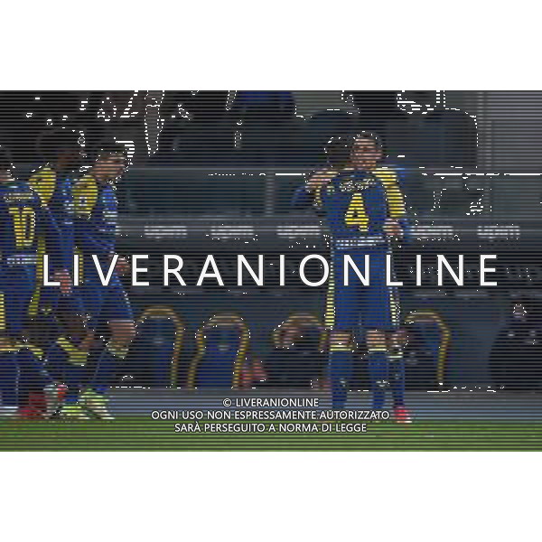 GriffoniE/LMedia - Hellas Verona FC vs ACF Fiorentina - italian soccer Serie A match 2021/2022 22 December 2021 - Marcantonio Bentegodi stadium, Verona, Italy Photo showing: Verona\'s Kevin Lasagna celebrates after scoring a goal 1-0 @GriffoniE/LMedia/AGENZIA ALDO LIVERANI SAS