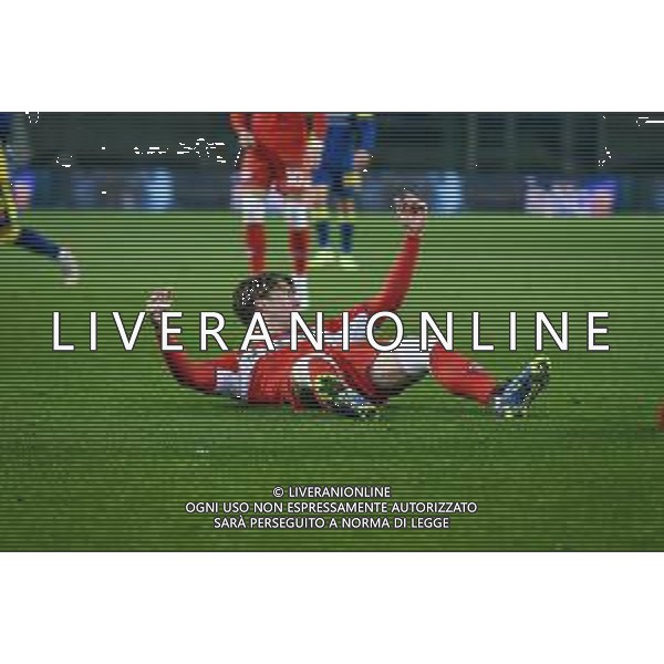 GriffoniE/LMedia - Hellas Verona FC vs ACF Fiorentina - italian soccer Serie A match 2021/2022 22 December 2021 - Marcantonio Bentegodi stadium, Verona, Italy Photo showing: Fiorentina\'s Dusan Vlahovic reacts @GriffoniE/LMedia/AGENZIA ALDO LIVERANI SAS