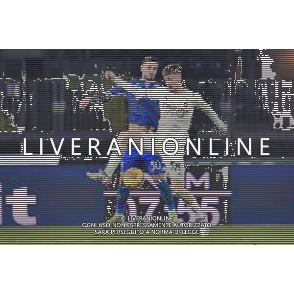 GuglielmiL/LMedia - Empoli FC vs AC Milan - italian soccer Serie A match 2021/2022 22 December 2021 - Carlo Castellani stadium, Empoli, Italy Photo showing: Alexis Saelemaekers (Milan) and Petar Stojanovic (Empoli) @GuglielmiL/LMedia AG ALDO LIVERANI SAS