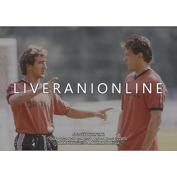 RETROSPETTIVA ROBERTO BORDIN CALCIATORE NELLA FOTO ROBERTO BORDIN CON LA MAGLIA DEL CESENA CALCIO NELL\'ANNO 1988-1989 CON SERGIO DOMINI AG ALDO LIVERANI SAS