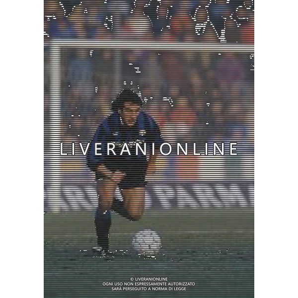 RETROSPETTIVA ROBERTO BORDIN CALCIATORE NELLA FOTO ROBERTO BORDIN CON LA MAGLIA DELL\'ATALANTA CALCIO NELL\'ANNO 1990-1991 AG ALDO LIVERANI SAS