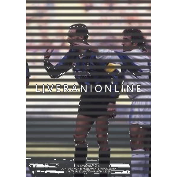 RETROSPETTIVA ROBERTO BORDIN CALCIATORE NELLA FOTO ROBERTO BORDIN CON LA MAGLIA DELL\'ATALANTA CALCIO NELL\'ANNO 1990-1991 CON GIUSEPPE BERGOMI AG ALDO LIVERANI SAS