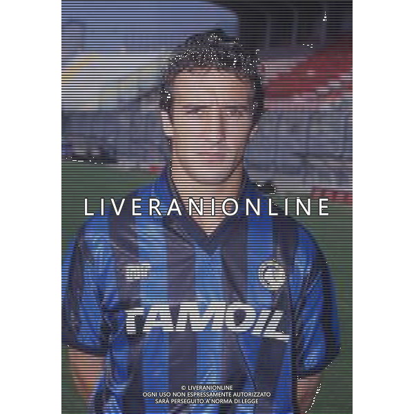 RETROSPETTIVA ROBERTO BORDIN CALCIATORE NELLA FOTO ROBERTO BORDIN CON LA MAGLIA DELL\'ATALANTA CALCIO NELL\'ANNO 1990-1991 AG ALDO LIVERANI SAS