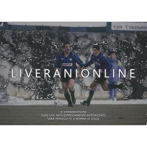 RETROSPETTIVA ROBERTO BORDIN CALCIATORE NELLA FOTO ROBERTO BORDIN CON LA MAGLIA DELL\'ATALANTA CALCIO NELL\'ANNO 1990-1991 AG ALDO LIVERANI SAS