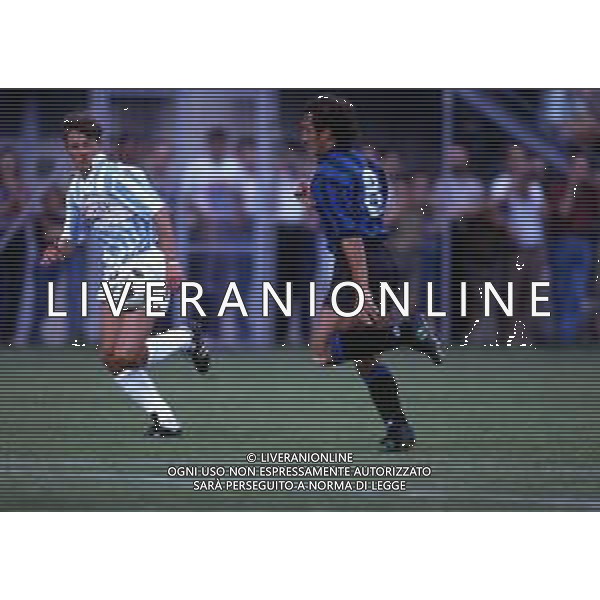 RETROSPETTIVA ROBERTO BORDIN CALCIATORE NELLA FOTO ROBERTO BORDIN CON LA MAGLIA DELL\'ATALANTA CALCIO NELL\'ANNO 1991-1992 AG ALDO LIVERANI SAS