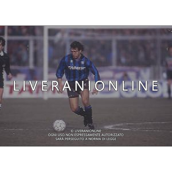 RETROSPETTIVA ROBERTO BORDIN CALCIATORE NELLA FOTO ROBERTO BORDIN CON LA MAGLIA DELL\'ATALANTA CALCIO NELL\'ANNO 1991-1992 AG ALDO LIVERANI SAS
