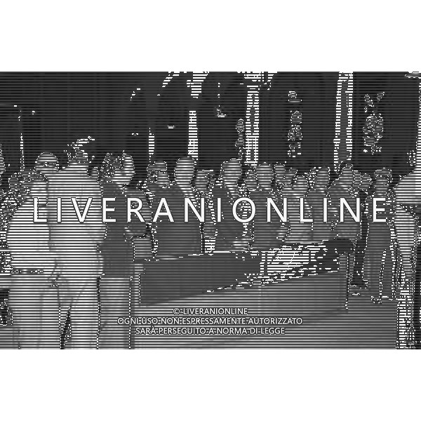 MILANO 03/05/1975 - FUNERALI di SERGIO RAMELLI, aggredito il 13 Aprile da militanti dell\'ultra sinistra che lo colpirono alla testa con chiavii inglesi e sbarre di ferro. NELLA FOTO FRANCO SERVELLO E GIORGIO ALMIRANTE IN CHIESA ©Archivio Giovanni Liverani/AG. ALDO LIVERANI SAS