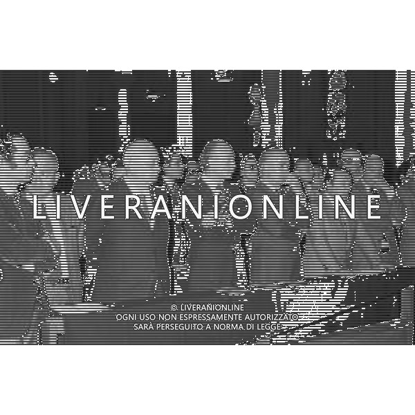 MILANO 03/05/1975 - FUNERALI di SERGIO RAMELLI, aggredito il 13 Aprile da militanti dell\'ultra sinistra che lo colpirono alla testa con chiavii inglesi e sbarre di ferro. NELLA FOTO FRANCO SERVELLO E GIORGIO ALMIRANTE ©Archivio Giovanni Liverani/AG. ALDO LIVERANI SAS