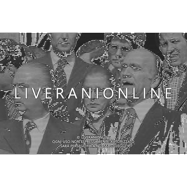 MILANO 03/05/1975 - FUNERALI di SERGIO RAMELLI, aggredito il 13 Aprile da militanti dell\'ultra sinistra che lo colpirono alla testa con chiavii inglesi e sbarre di ferro. NELLA FOTO FRANCO SERVELLO E GIORGIO ALMIRANTE ©Archivio Giovanni Liverani/AG. ALDO LIVERANI SAS