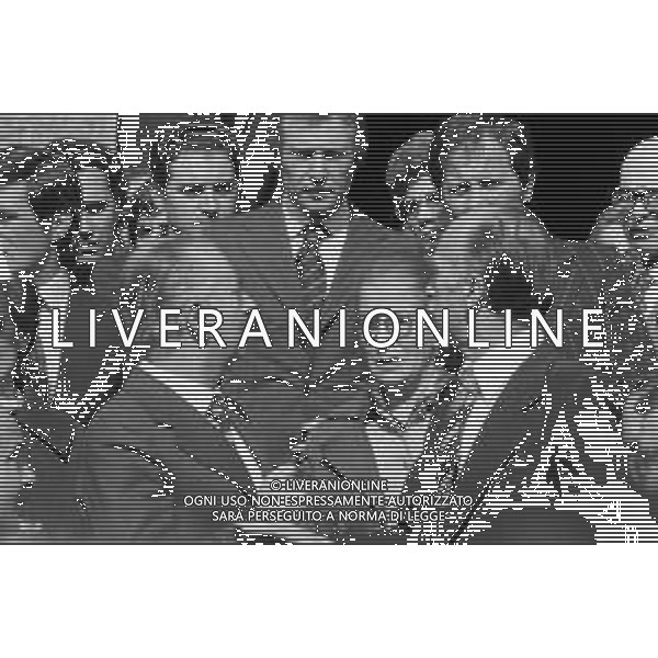 MILANO 03/05/1975 - FUNERALI di SERGIO RAMELLI, aggredito il 13 Aprile da militanti dell\'ultra sinistra che lo colpirono alla testa con chiavii inglesi e sbarre di ferro. NELLA FOTO FRANCO SERVELLO E GIORGIO ALMIRANTE ©Archivio Giovanni Liverani/AG. ALDO LIVERANI SAS