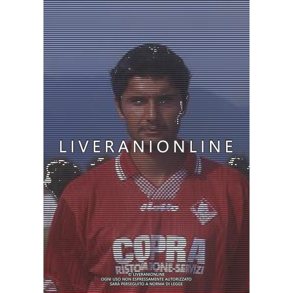 RETROSPETTIVA STEFANO SACCHETTI CALCIATORE NELLA FOTO STEFANO SACCHETTI CON LA MAGLIA DEL PIACENZA CALCIO AG ALDO LIVERANI SAS