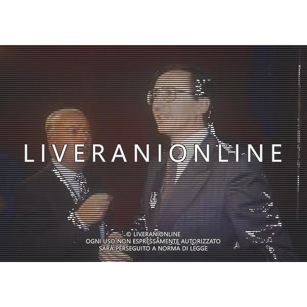 RETROSPETTIVA GIANFRANCO FINI POLITICO NELLA FOTO GIANFRANCO FINI NELL\'ANNO 1989CON IGNAZIO LARUSSA AG ALDO LIVERANI SAS