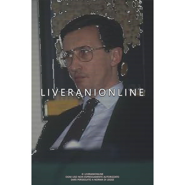 RETROSPETTIVA GIANFRANCO FINI POLITICO NELLA FOTO GIANFRANCO FINI A MILANO NELL\'ANNO 1990 AG ALDO LIVERANI SAS