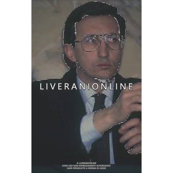 RETROSPETTIVA GIANFRANCO FINI POLITICO NELLA FOTO GIANFRANCO FINI A MILANO NELL\'ANNO 1990 AG ALDO LIVERANI SAS