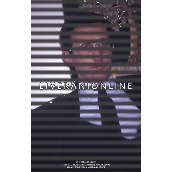 RETROSPETTIVA GIANFRANCO FINI POLITICO NELLA FOTO GIANFRANCO FINI A MILANO NELL\'ANNO 1990 AG ALDO LIVERANI SAS