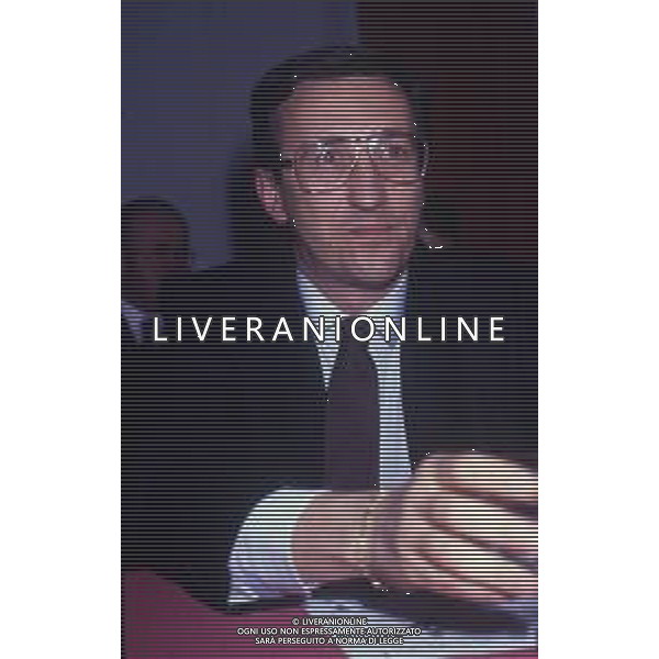 RETROSPETTIVA GIANFRANCO FINI POLITICO NELLA FOTO GIANFRANCO FINI A MILANO NELL\'ANNO 1990 AG ALDO LIVERANI SAS