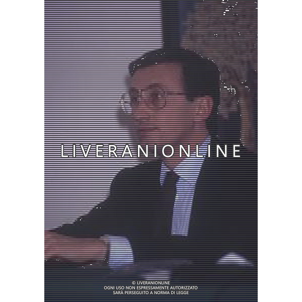 RETROSPETTIVA GIANFRANCO FINI POLITICO NELLA FOTO GIANFRANCO FINI A MILANO NELL\'ANNO 1990 AG ALDO LIVERANI SAS