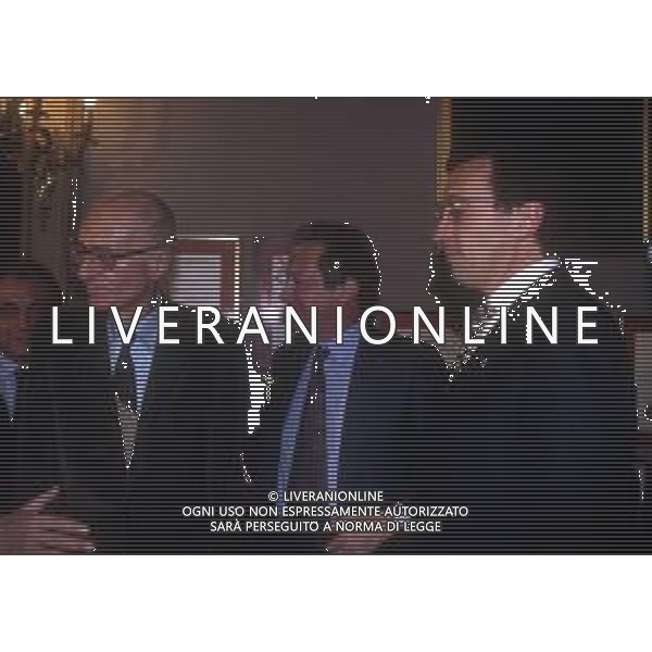 RETROSPETTIVA GIANFRANCO FINI POLITICO NELLA FOTO GIANFRANCO FINI A MILANO NELL\'ANNO 1994 CON INDRO MONTANELLI E MARIOTTO SEGNI AG ALDO LIVERANI SAS 