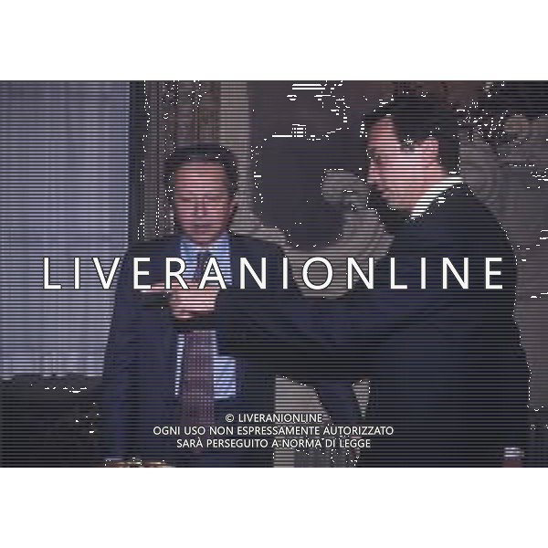 RETROSPETTIVA GIANFRANCO FINI POLITICO NELLA FOTO GIANFRANCO FINI A MILANO NELL\'ANNO 1994 CON MARIOTTO SEGNI AG ALDO LIVERANI SAS 