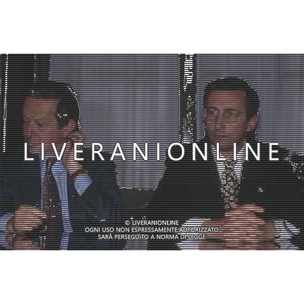 RETROSPETTIVA GIANFRANCO FINI POLITICO NELLA FOTO GIANFRANCO FINI A MILANO NELL\'ANNO 1994 CON MARIOTTO SEGNI AG ALDO LIVERANI SAS 