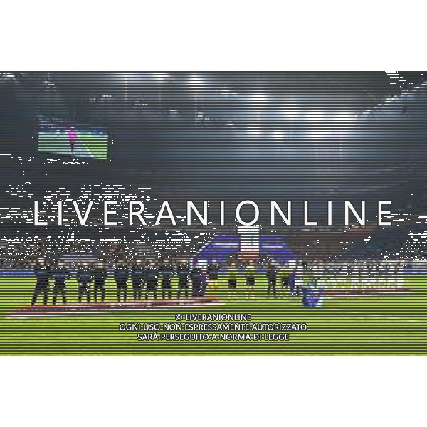 le squadre schierate prima della gara Inter vs Juventus Finale Supercoppa Frecciarossa Milano 12-01-2022 Stadio Giuseppe Meazza - San Siro foto Roberto Garavaglia/ag. Aldo Liverani sas /AGENZIA ALDO LIVERANI SAS