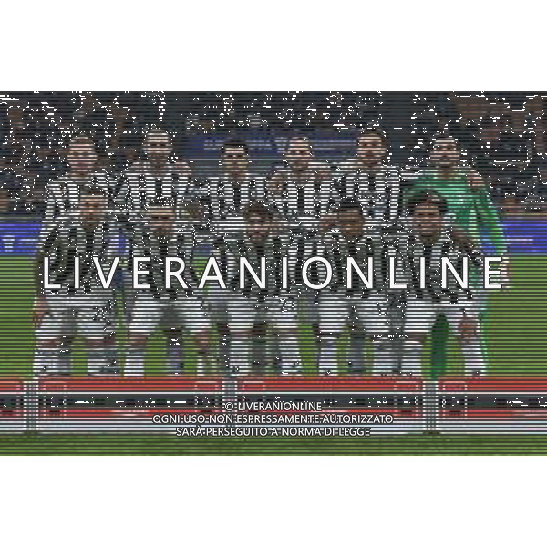 Milano 12.01.2022 Stadio Giuseppe Meazza ©Alessandro Falzone/Agenzia Aldo Liverani Inter vs Juventus Supercoppa Frecciarossa Nella foto : Formazione Juventus: In piedi: Dejan Kulusevski-Giorgio Chiellini-Alvaro Morata-Adrien Rabiot-Daniele Rugani-Mattia Perin Accosciati: Federico Bernardeschi-Mattia De Sciglio-Manuel Locatelli-Alex Sandro-Weston McKennie
