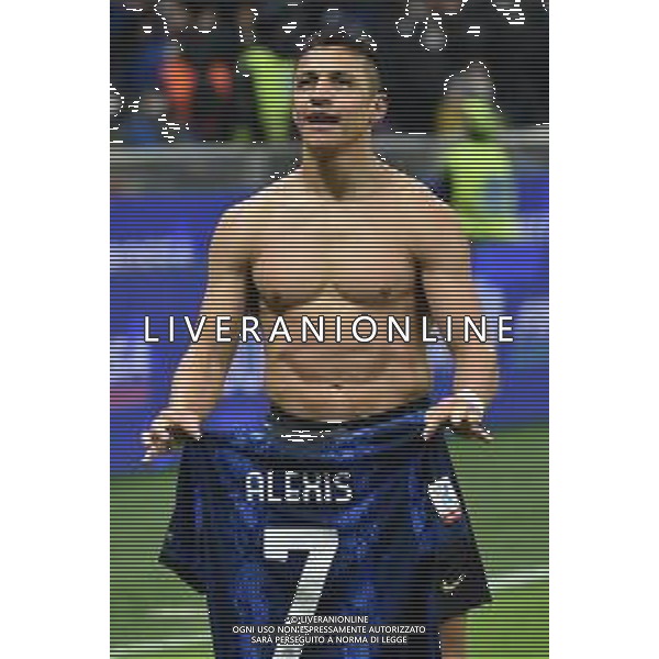Alexis Sanchez (Inter) esulta dopo il gol del 2 a 1 Inter vs Juventus Finale Supercoppa Frecciarossa Milano 12-01-2022 Stadio Giuseppe Meazza - San Siro foto Roberto Garavaglia/ag. Aldo Liverani sas /AGENZIA ALDO LIVERANI SAS