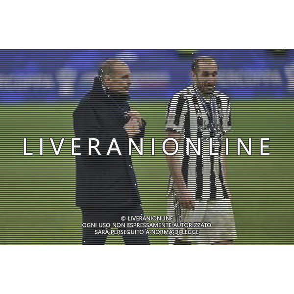 Massimiliano Allegri allenatore Juventus SX e Giorgio Chiellini (Juventus) DX a fine gara dopo la premiazione Inter vs Juventus Finale Supercoppa Frecciarossa Milano 12-01-2022 Stadio Giuseppe Meazza - San Siro foto Roberto Garavaglia/ag. Aldo Liverani sas /AGENZIA ALDO LIVERANI SAS