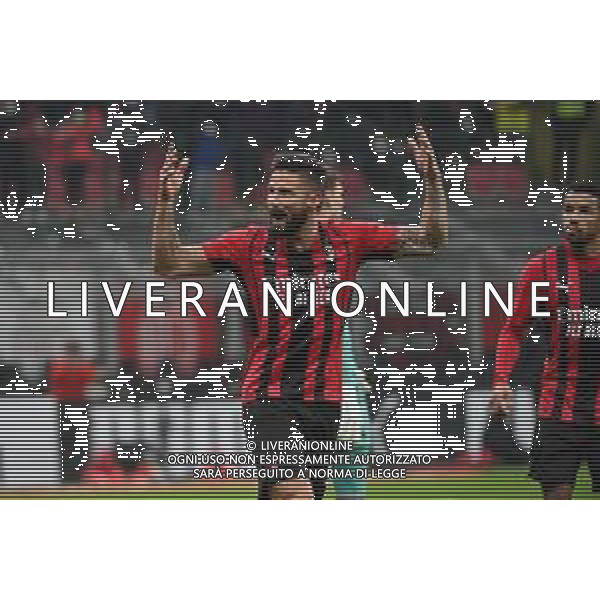 Olivier Giroud (Milan) esulta dopo il gol dell\'1 a 1 Milan vs Genoa Coppa Italia Frecciarossa - ottavi di finale Milano 13-01-2022 Stadio Giuseppe Meazza - San Siro foto Roberto Garavaglia/ag. Aldo Liverani sas /AGENZIA ALDO LIVERANI SAS