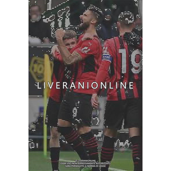 esultanza Milan dopo il gol del 3 a 1 Alexis Saelemaekers (Milan) con Olivier Giroud Milan vs Genoa Coppa Italia Frecciarossa - ottavi di finale Milano 13-01-2022 Stadio Giuseppe Meazza - San Siro foto Roberto Garavaglia/ag. Aldo Liverani sas /AGENZIA ALDO LIVERANI SAS