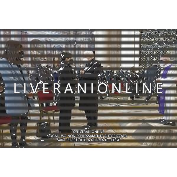 14-01-2022 ROMA Il Presidente della Repubblica, Sergio Mattarella, ha partecipato ai Funerali di Stato del Presidente del Parlamento Europeo David Sassoli, che si sono tenuti a Roma presso la Basilica di Santa Maria degli Angeli e dei Martiri, alla presenza delle più alte cariche istituzionali italiane ed europee. FOTO UFFICIO STAMPA QUIRINALE-AG ALDO LIVERANI SAS