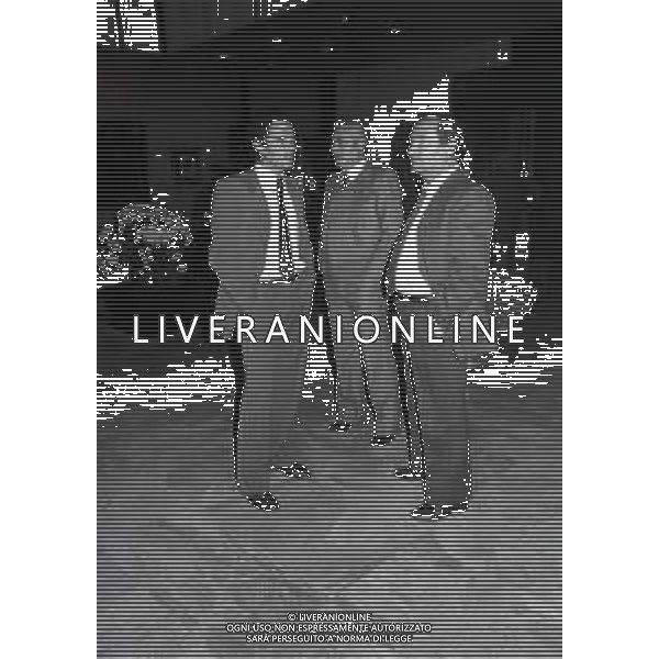 1983 MILANO SESSIONE DEL CALCIO MERCATO NELLA FOTO ANGELO MASSIMINO PRESIDENTE CATANIA CALCIO CON GIOVANNI DI MARZIO AG ALDO LIVERANI SAS
