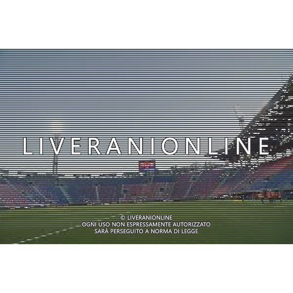 BOLOGNA vs NAPOLI CAMPIONATO CALCIO SERIE A TIM 17.01.2022 NELLA FOTO VEDUTA DELL\'INTERNO DELLO STADIO DALL\'ARA PRIMA DELLA PARTITA CON GLI SPALTI VUOTI, SENZA TIFOSI NEL PREPARTITA © VILLANI / AGENZIA ALDO LIVERANI SAS