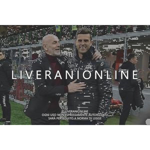 Stefano Pioli allenatore Milan e Thiago Motta allenatore Spezia Milan vs Spezia Campionato Serie A TIM - 22a giornata Milano 17-01-2022 Stadio Giuseppe Meazza - San Siro foto Roberto Garavaglia/ag. Aldo Liverani sas/AGENZIA ALDO LIVERANI SAS