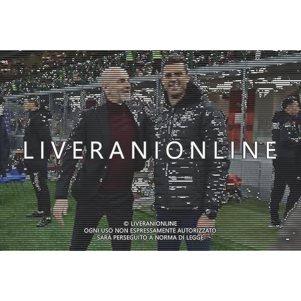 Stefano Pioli allenatore Milan e Thiago Motta allenatore Spezia Milan vs Spezia Campionato Serie A TIM - 22a giornata Milano 17-01-2022 Stadio Giuseppe Meazza - San Siro foto Roberto Garavaglia/ag. Aldo Liverani sas/AGENZIA ALDO LIVERANI SAS